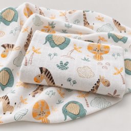 Mintás Cseh textil pelenka, textilpelenka sűrű szövésű, super soft, fehér 70x70 cm - Szafari állatok 1 DARAB