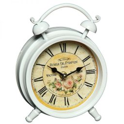 Rózsás retro fém ébresztőóra - 16 cm
