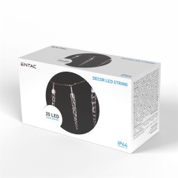 Karácsonyi kültéri LED füzér, hideg fényű 20 LED, 11cm Jégcsapok 3m Entac