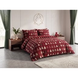 Pamut ágynemű BURGUNDY FÁK bordó színű Ágyneműhuzat mérete: 70 x 90 cm | 140 x 220 cm