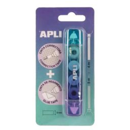 APLI Hibajavító- és ragasztóroller, 2in1, 5 mm x 4-3 m, APLI , vegyes színek
