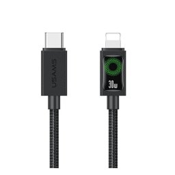 USAMS U92 adatkábel (USB - lightning, 30W, PD gyorstöltő, 120cm) FEKETE Apple iPhone 5, iPhone 6 4.7, iPhone SE (2016)