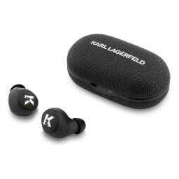 KARL LAGERFELD ENC SAFFIANO LOGO bluetooth fülhallgató SZTEREO (v5.4, TWS, mikrofon, aktív zajszűrő + töltőtok) FEKETE
