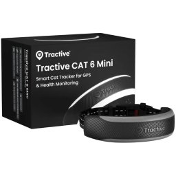 Tractive CAT 6 Mini nyomkövető aktivitásmérővel fekete színben biztonsági nyakörvvel 3-8 kg súlyú macskák számára