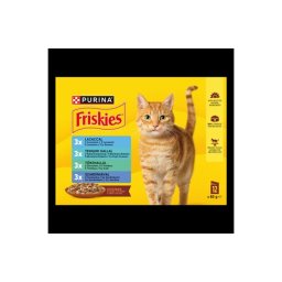FRISKIES Szószban Lazaccal/Tengeri hallal/Szardíniával/Tőkehallal nedves macskaeledel 12x85g