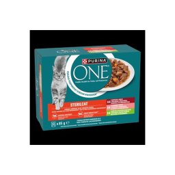 PURINA ONE STERILCAT Marhával/lazaccal/pulykával nedves macskaeledel 12x85g