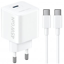 Honor Choice CP045E USB-C gyári hálózati adapter USB-C kábellel, 45W, 3A, fehér