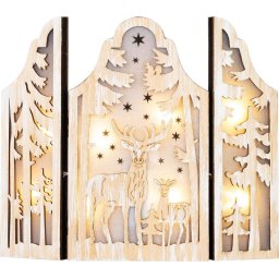 Dekoráció MagicHome Karácsony, Szarvasok, 8xLED meleg fehér, 2xAAA, IP20, 9x8x38 cm
