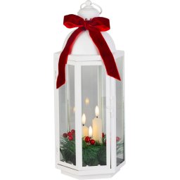 Lámpás MagicHome Karácsony, szalaggal, 3xLED meleg fehér, 3xAAA, IP20, 16x14x38,5 cm