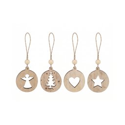 Karácsonyi dísz RUSTIC JOY fa 7,5 cm - különböző minták