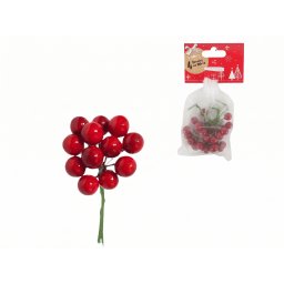 Karácsonyi dekoráció dróton BERRIES 9 cm, piros