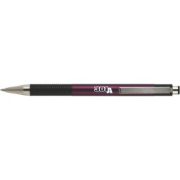 ZEBRA Golyóstoll, 0,24 mm, nyomógombos, mályva tolltest, ZEBRA "F-301 A", kék