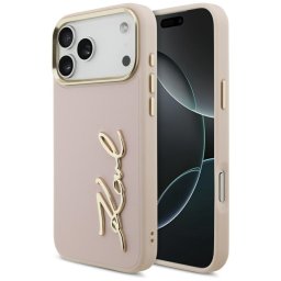 Karl Lagerfeld Karl Script logó tok iPhone 17 Pro Max rózsaszínhez
