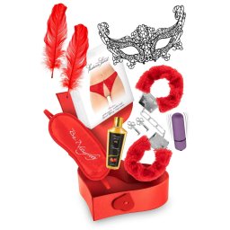 Concorde Pro Vibrátor Mini kompaktus 6 cm piros BDSM szett 30 ml masszázsolaj
