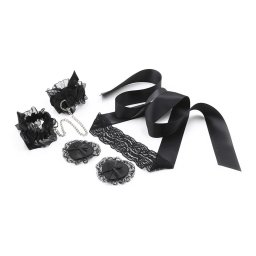Crushious Bondage szett Koronkás, 3 részes, állítható fekete