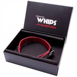 Whips Közepes női nyakörv bőrből állítható 36-42 cm fekete
