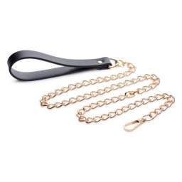 Luxury póráz Szintetikus bőr arany lánccal 99 cm