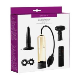 Me You Us Szett Péniszpumpa, Két péniszgyűrű, Vibráló anál plug, Vibrátor fejhez Fekete