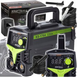 Kraft&Dele MMA, TIG, LIFT, VRD, LCD inverteres hegesztőgép, kézi pajzzsal, KD1784, 20-330A