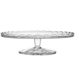 Altom Flora talpas tortatál / süteményes tál - 28x9,5 cm - virágos üveg
