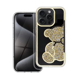 Teddy Bear iPhone 13 csillogó köves tok, arany
