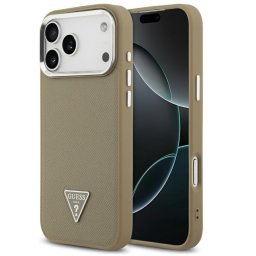 Guess Grained Triangle Logo Apple iPhone 17 Pro MagSafe hátlap tok, barna