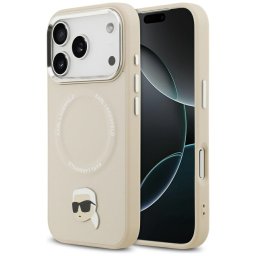 Karl Lagerfeld Karl Pin Apple iPhone 17 Pro Max MagSafe kompatibilis hátlap tok, bézs