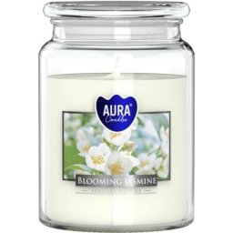Sviečky AURA, v skle, kvitnúci jazmín, 100h, 500g