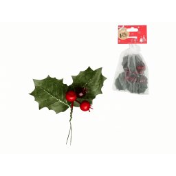 Karácsonyi dekoráció dróton HOLLY LEAVES 13 cm 6 db
