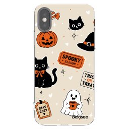 Átlátszó szilikon tok az alábbi mobiltelefonokra Apple iPhone X/XS - Halloween stickers