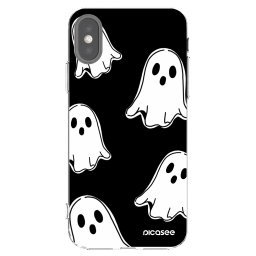 Átlátszó szilikon tok az alábbi mobiltelefonokra Apple iPhone X/XS - Black ghosts