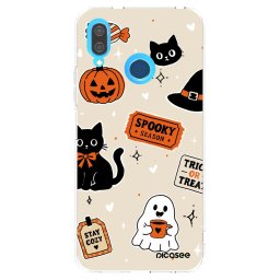 Átlátszó szilikon tok az alábbi mobiltelefonokra Huawei P20 Lite - Halloween stickers