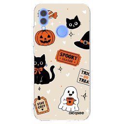 Átlátszó szilikon tok az alábbi mobiltelefonokra Huawei P Smart 2019 - Halloween stickers