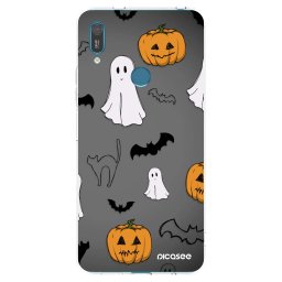 Átlátszó szilikon tok az alábbi mobiltelefonokra Huawei Y7 2019 - Spooky crew