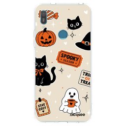 Átlátszó szilikon tok az alábbi mobiltelefonokra Huawei Y6 2019 - Halloween stickers