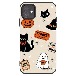 Fekete szilikon tok az alábbi mobiltelefonokra Apple iPhone 11 - Halloween stickers
