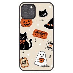 Fekete szilikon tok az alábbi mobiltelefonokra Apple iPhone 11 Pro - Halloween stickers