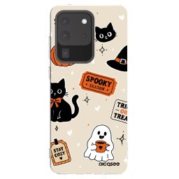 Átlátszó szilikon tok az alábbi mobiltelefonokra Samsung Galaxy S20 Ultra 5G G988F - Halloween stickers