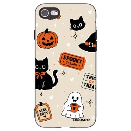 Fekete szilikon tok az alábbi mobiltelefonokra Apple iPhone SE 2020 - Halloween stickers