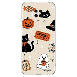 Átlátszó szilikon tok az alábbi mobiltelefonokra Xiaomi Redmi Note 9 Pro - Halloween stickers
