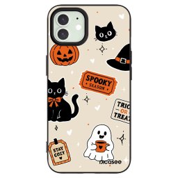 Fekete szilikon tok az alábbi mobiltelefonokra Apple iPhone 12 - Halloween stickers
