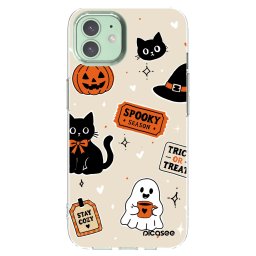 Átlátszó szilikon tok az alábbi mobiltelefonokra Apple iPhone 12 Pro - Halloween stickers