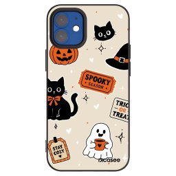 Fekete szilikon tok az alábbi mobiltelefonokra Apple iPhone 12 mini - Halloween stickers