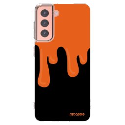 Átlátszó szilikon tok az alábbi mobiltelefonokra Samsung Galaxy S21 5G G991B - Orange spooky