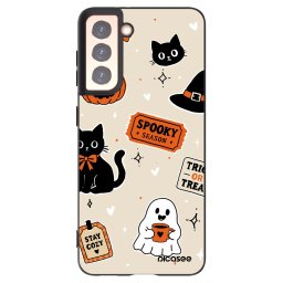 Fekete szilikon tok az alábbi mobiltelefonokra Samsung Galaxy S21 5G G991B - Halloween stickers