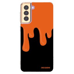 Átlátszó szilikon tok az alábbi mobiltelefonokra Samsung Galaxy S21+ 5G G996F - Orange spooky