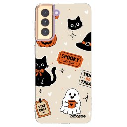 Átlátszó szilikon tok az alábbi mobiltelefonokra Samsung Galaxy S21+ 5G G996F - Halloween stickers