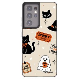 Fekete szilikon tok az alábbi mobiltelefonokra Samsung Galaxy S21 Ultra 5G G998B - Halloween stickers