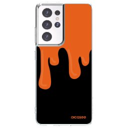 Átlátszó szilikon tok az alábbi mobiltelefonokra Samsung Galaxy S21 Ultra 5G G998B - Orange spooky