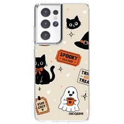Átlátszó szilikon tok az alábbi mobiltelefonokra Samsung Galaxy S21 Ultra 5G G998B - Halloween stickers